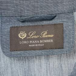 Pre Owned Loro Piana Blue Linen and Cotton Zip-Up Jacket S