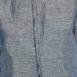 Pre Owned Loro Piana Blue Linen and Cotton Zip-Up Jacket S