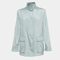 Pre Owned Loro Piana Light Blue Silk Voyager Jacket S