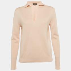 Pre Owned Loro Piana Pink/Peach Cashmere Long Sleeve Pullover S
