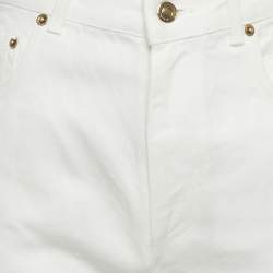 Pre Owned Loro Piana White Denim Wide Leg Jeans S Waist 25"