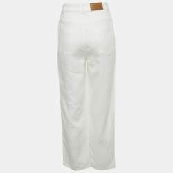 Pre Owned Loro Piana White Denim Wide Leg Jeans S Waist 25"