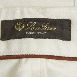 Pre Owned Loro Piana White Denim Wide Leg Jeans S Waist 25"