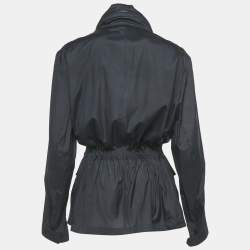 Pre Owned Loro Piana Navy Blue Silk Concealed Hood Travelers Jacket L