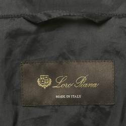 Pre Owned Loro Piana Navy Blue Silk Concealed Hood Travelers Jacket L