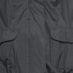 Pre Owned Loro Piana Navy Blue Silk Concealed Hood Travelers Jacket L