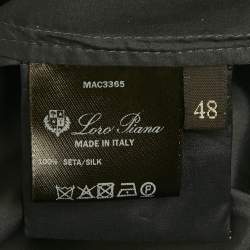 Pre Owned Loro Piana Navy Blue Silk Concealed Hood Travelers Jacket L