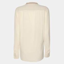 Pre Owned Loro Piana Cream Silk Button Front Shirt L