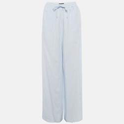 Pre Owned Lora Piana Light Blue Linen Wide Leg Graysen Trousers M