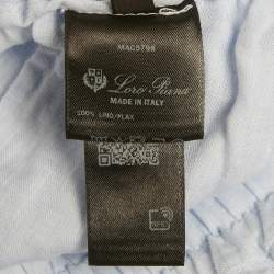 Pre Owned Lora Piana Light Blue Linen Wide Leg Graysen Trousers M