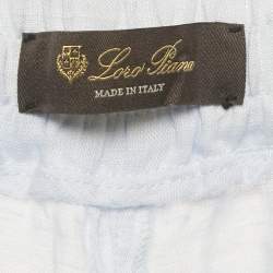 Pre Owned Lora Piana Light Blue Linen Wide Leg Graysen Trousers M