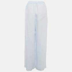 Pre Owned Lora Piana Light Blue Linen Wide Leg Graysen Trousers M
