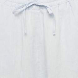 Pre Owned Lora Piana Light Blue Linen Wide Leg Graysen Trousers M