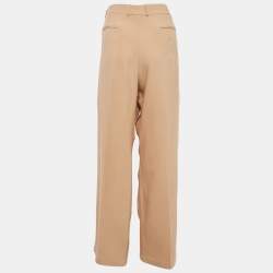 Pre Owned Loro Piana Beige Silk Wide-Leg Trousers L