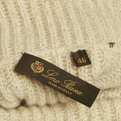 مملوكة مسبقًا Loro Piana Beige Lurex Knit Cashmere Turtle Neck Sweater L 