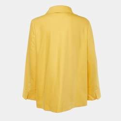 Pre Owned Loro Piana Yellow Cotton & Silk Button Front Jacket L