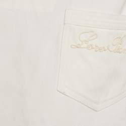 Pre Owned Loro Piana White Logo Embroidered Pocket Top S