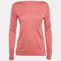 Pre Owned Loro Piana Pink Silk Knit Crewneck Sweater S