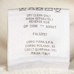 Pre Owned Loro Piana Off White Knit Zip -Up Jumper M