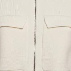 Pre Owned Loro Piana Off White Knit Zip -Up Jumper M
