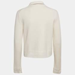 Pre Owned Loro Piana Off White Knit Zip -Up Jumper M