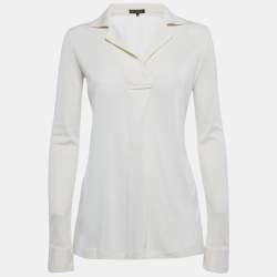 Pre Owned Loro Piano Cream Jersey Collared Top S