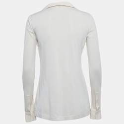 Pre Owned Loro Piano Cream Jersey Collared Top S