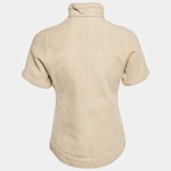 Pre Owned Loro Piana Beige Shearling Short Sleeve Jacket S
