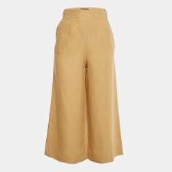Pre Owned Loro Piana Yellow Linen Flared Trousers S