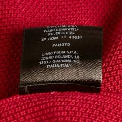 مملوكة مسبقًا Loro Piana Red Silk & Cotton Knit Zip Up Cardigan M 