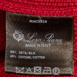 مملوكة مسبقًا Loro Piana Red Silk & Cotton Knit Zip Up Cardigan M 