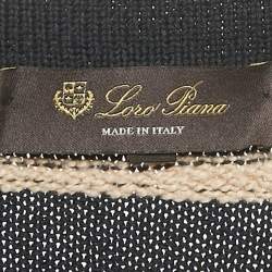 Pre Owned Loro Piana Navy Blue Striped Cotton Knit Crewneck Sweater L