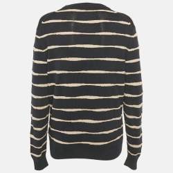 Pre Owned Loro Piana Navy Blue Striped Cotton Knit Crewneck Sweater L