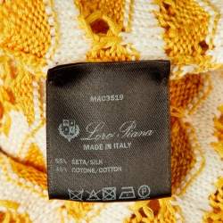 Pre Owned Loro Piana Yellow Silk & Cotton Crochet Knit Mini Dress S