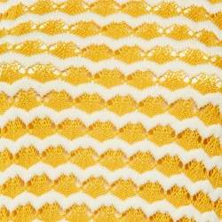 Pre Owned Loro Piana Yellow Silk & Cotton Crochet Knit Mini Dress S