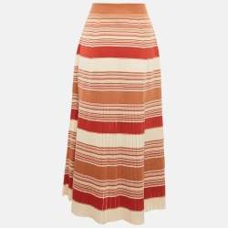 مملوكة مسبقًا تنورة لورو بيانا محبوك بنية مخططة واسعة متوسطة