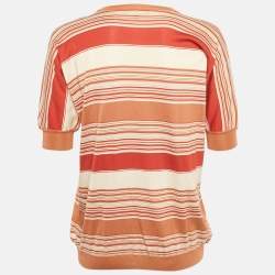 مملوكة مسبقًا Loro Piana Brown Striped Knit Top L