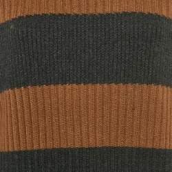 Pre Owned بلوفر لورو بيانا تريكو بني/أسود برقبة عالية مقاس كبير - لارج