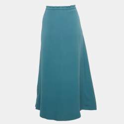 مملوكة مسبقًا Loro Piana Teal Silk Midi Skirt M