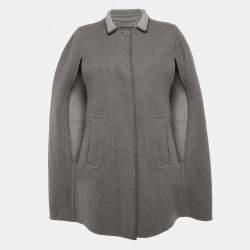 Pre Owned Loro Piana Grey Felt Cashmere Cape Coat XL