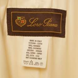 Pre Owned معطف لورو بيانا كاشمير مزخرف بلون كريمي قديم متوسط الحجم