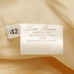 Pre Owned معطف لورو بيانا كاشمير مزخرف بلون كريمي قديم متوسط الحجم