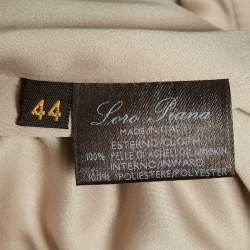 مملوكة مسبقًا جاكيت جلد بني بحزام لورو بيانا مقاس متوسط - ميديم