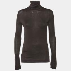 Pre Owned سويت شيرت لورو بيانا برقبة مرتفعة جيرسي بني صغير (سمول)