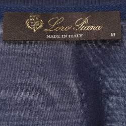 Pre Owned تي شيرت لورو بيانا بلو جيرسي برقبة دائرية مقاس متوسط