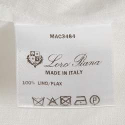 مملوكة مسبقًا طقم لورو بيانا قميص وشورت كتان أبيض متوسط/كبير