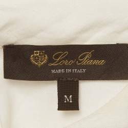 مملوكة مسبقًا Loro Piana Off-White Knit Tunic Top M 