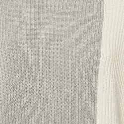 Pre Owned Loro Piana Cream Color Block Turtleneck Sweater S