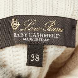 Pre Owned Loro Piana Cream Color Block Turtleneck Sweater S