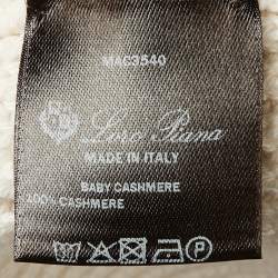 Pre Owned Loro Piana Cream Color Block Turtleneck Sweater S